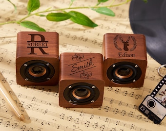 Groomsmen Gifts Personalized Bluetooth Speaker Bridesmaid Gifts Custom Portable Rechargeable Bluetooth Speaker Mini Wood Speaker