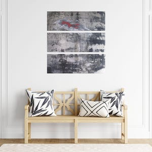 Acrylic Prints Triptych - Abstract Photography - Gray with Red - Horizontal