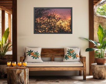 Framed Hawaii Sunset Poster: Beach House Coastal Wall Art
