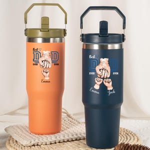 Dad Fist Bump Kids Names Tumbler,Custom Father&#39;s Day Gift for Daddy,Stainless Steel Cup,Birthday Gift Tumbler,Personalised Tumbler for Dad