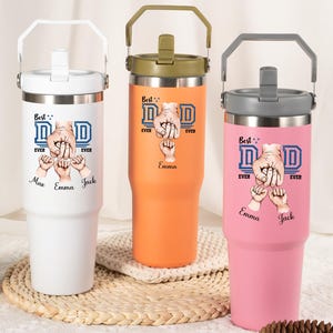 Personalised Dad Fist Bump 30oz Tumbler,Custom Kid&#39;s Names Gift for Daddy,Best Dad Ever Tumbler,Dad Kids Matching Tumbler,Father&#39;s Day Gift