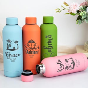 Personalised Vacation Tumbler, Custom Birth Flower Tumbler, Travel Mug, Engraved Beach Tumbler, Birthday Bridesmaid Mom Gifts, Girls Trip