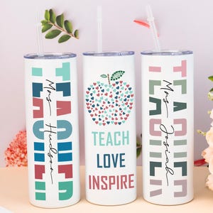 Personalised Tumbler Gift for Teacher,Teacher Gift,Teach Love Inspire Teacher Gift,Teacher Appreciation Gift,Teacher Tumbler,Thank You Gift