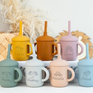 Custom Silicone Cup, Personalised Silicone Sippy Cup, Baby Silicone Sippy Cup, Engraved Name Sippy Cup, Toddler Cup, Baby Gift, Baby Tumbler