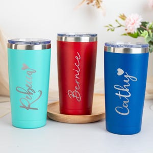 Gobelet personnalisé 20 oz gravé au laser, Mug de voyage avec nom personnalisé, Gobelets en acier inoxydable, Cadeau de demoiselle d&#39;honneur, Cadeau d&#39;entreprise, Gobelet de plage, Mug de voyage