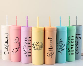 Personalised Nurse Gift,Nurse Tumbler,Nurse Appreciation Gift,RN Gift,Nursing Student Gift,RN Grad Gift,Nusre Graduation Gift,Skinny Tumbler