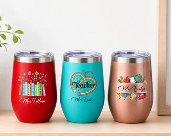 Lehrer Geschenke, benutzerdefinierter Weinbecher, personalisierter Lehrerbecher, Lehrergeschenk, isolierter Reisebecher, Wertschätzung des Lehrers, Schulanfang