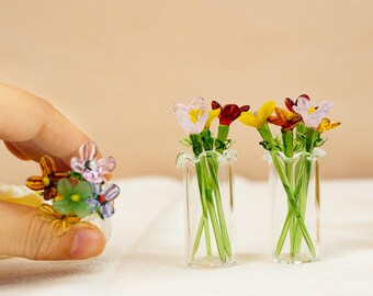 Mini Birth Month Glass Flower Bouquet Set, Handcrafted Glass Flower, Glass Flower Bouquet, Home Decor,Gift for Her,Birthday  Gift