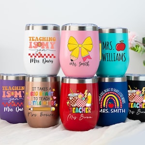 Custom Wine Tumbler,Personalised Teacher Tumbler,Teacher Gift,Thank You Gift,Insulated Travel Tumbler,Teacher Appreciation,Back To School