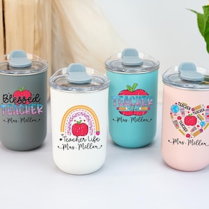 Personalised Teacher Tumbler, Custom Wine Cup with Name, Insulated Travel Mug, Teacher Appreciation Gift,Iced Coffee, Teacher Thank You Gift