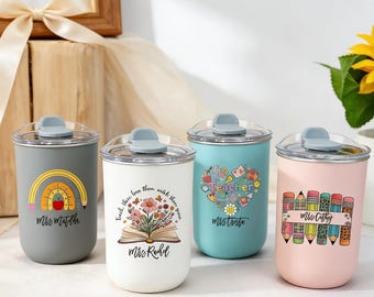 Personalised Teacher Tumbler with Name, Custom Wine Cup, Insulated Travel Mug, Iced Coffee Cup, Thank You Gift, Teacher Appreciation Gift