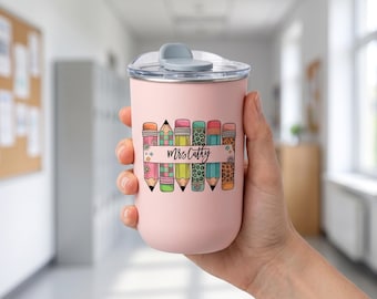 Personalised Teacher Tumbler with Name, Custom Wine Cup, Insulated Travel Mug, Iced Coffee Cup, Thank You Gift, Teacher Appreciation Gift