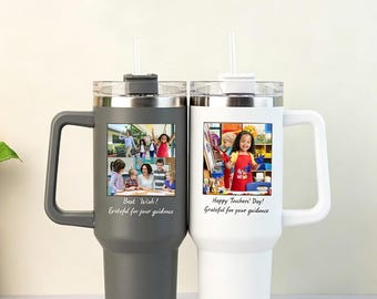 Bicchiere termico personalizzato da 40 oz con foto, tazza da 40 oz con foto personalizzata, regalo di ringraziamento, regalo personalizzato con foto, regalo per insegnanti, regalo di apprezzamento per gli insegnanti