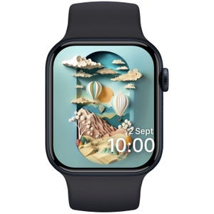 Air Balloon Landscape Apple Watch Face: Paper Cut Digital Art (Digital Download)