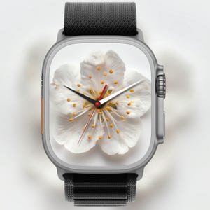 Minimalist White Blossom Apple Watch Faces | Elegant Floral Watch Face | Digital Download