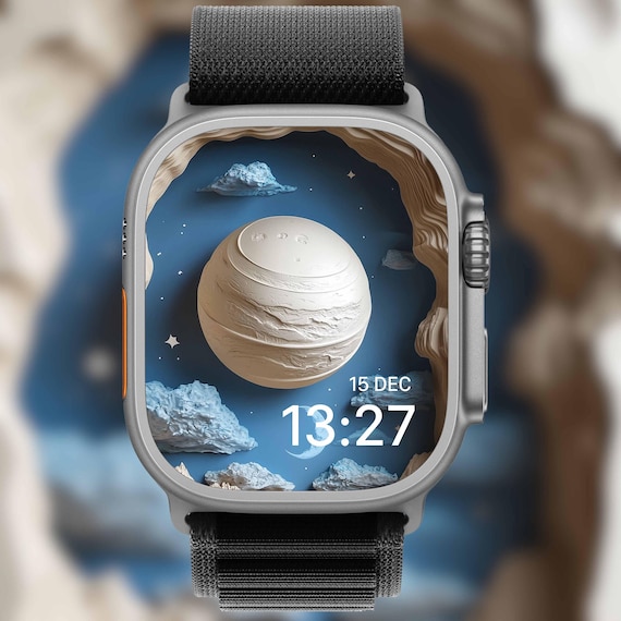 3D Moon Apple Watch Face: Luxury Space Design (Digital Download)