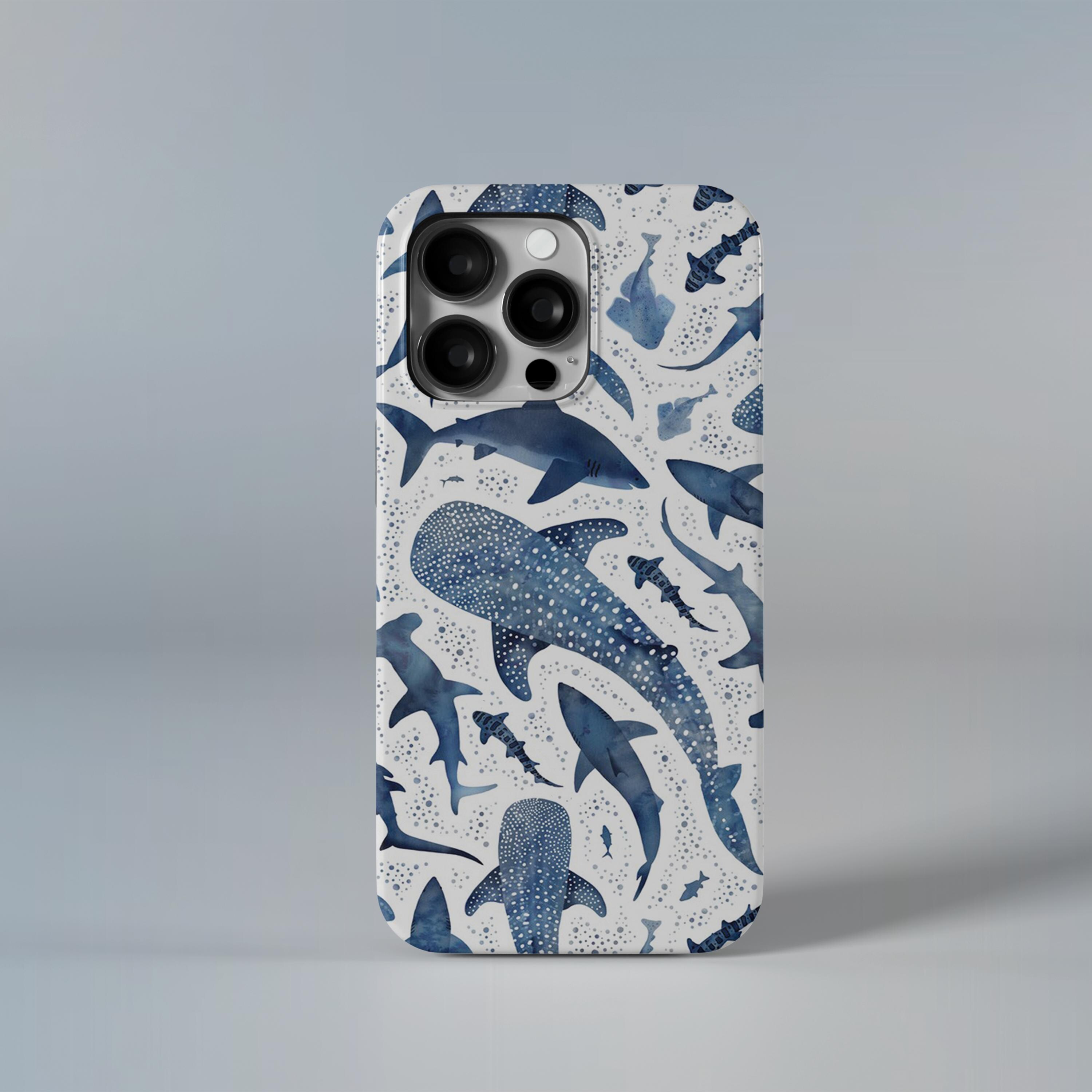 Watercolor Shark Phone Case: Blue Ocean Design For iPhone & Samsung Galaxy.