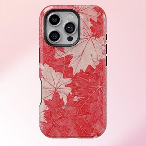 Rote Ahornblatt Handyhülle | Herbstlaub | Hülle für iPhone 16 15 14 13 12 11 Plus Pro Max Hülle - Samsung Galaxy S 24 S 23 S 22 Ultra
