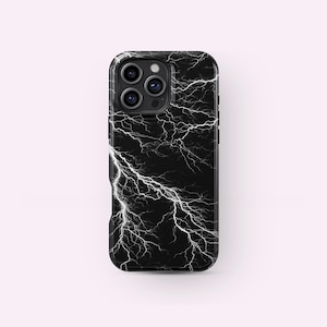 Patrones de rayos en cadena en la oscuridad, fundas para teléfonos móviles con protección de doble capa: iPhone y Samsung Galaxy.