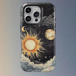 Celestial Sun & Moon Phone Case: Tough Protective Cover, iPhone , Samsung Galaxy.