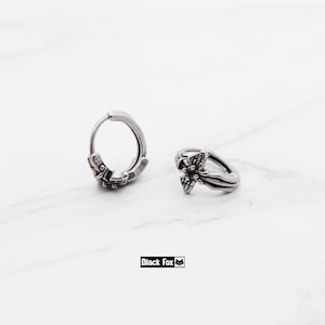 Punk Gothic Hoop Earrings, Unisex Titanium Cross Studs, Lightweight Hypoallergenic Cartilage Hoops, Stylish Hoop, Lever Back Hoop