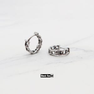 Titanium Chain-Link Hoop Earrings, Punk Style Cartilage Studs, Unisex Lightweight Hypoallergenic Jewelry, Latch Back Huggie, Gift For her