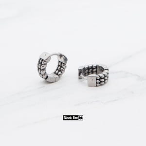 Chunky Chain Hoop Earrings, Heavy Metal Titanium Earrings, Gothic Rock Earrings, Unisex Edgy Jewelry, Hypoallergenic Hoops