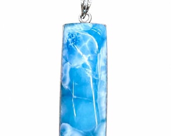 Pingente de Larimar Azul Celeste AAA em Prata de Lei 925 - Alta Qualidade para Presente de Joia