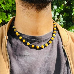 Tiger&#39;s Eye & Obsidian Necklace - For Men