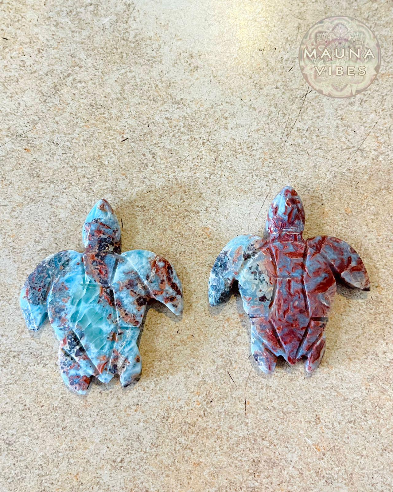 ラリマーの亀の置物 - 天然ブルークリスタルの手彫りの置物 - Etsy 日本