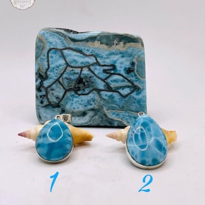 Genuine Larimar  925 Silver  Pendant–Handmade Larimar Jewelry | Palmstone Cabochon from Dominican Republic.