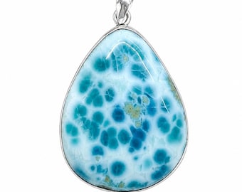 Larimar-Anhänger aus 925er Sterlingsilber, Schmuckgeschenk mit dominikanischem Edelstein