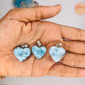Larimar Heart Pendant Made In 925 Sterling Silver.