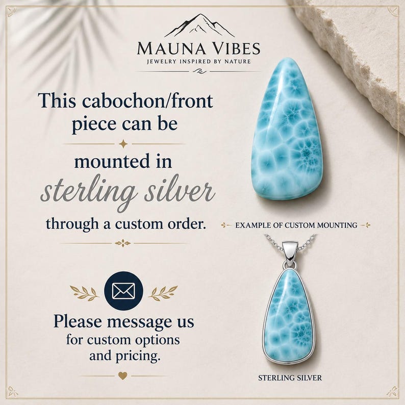 Geode Example 23g Larimar Cabochon – Natural Dominican Ocean Blue Freeform Palmstone ...