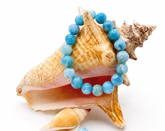 Pulsera de piedra larimar: Pulsera ajustable de cristal azul de alta calidad, ideal como regalo.