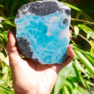 Larimar Slab (1089g): Natural Blue Crystal Stone for Jewelry Making or Collecting.