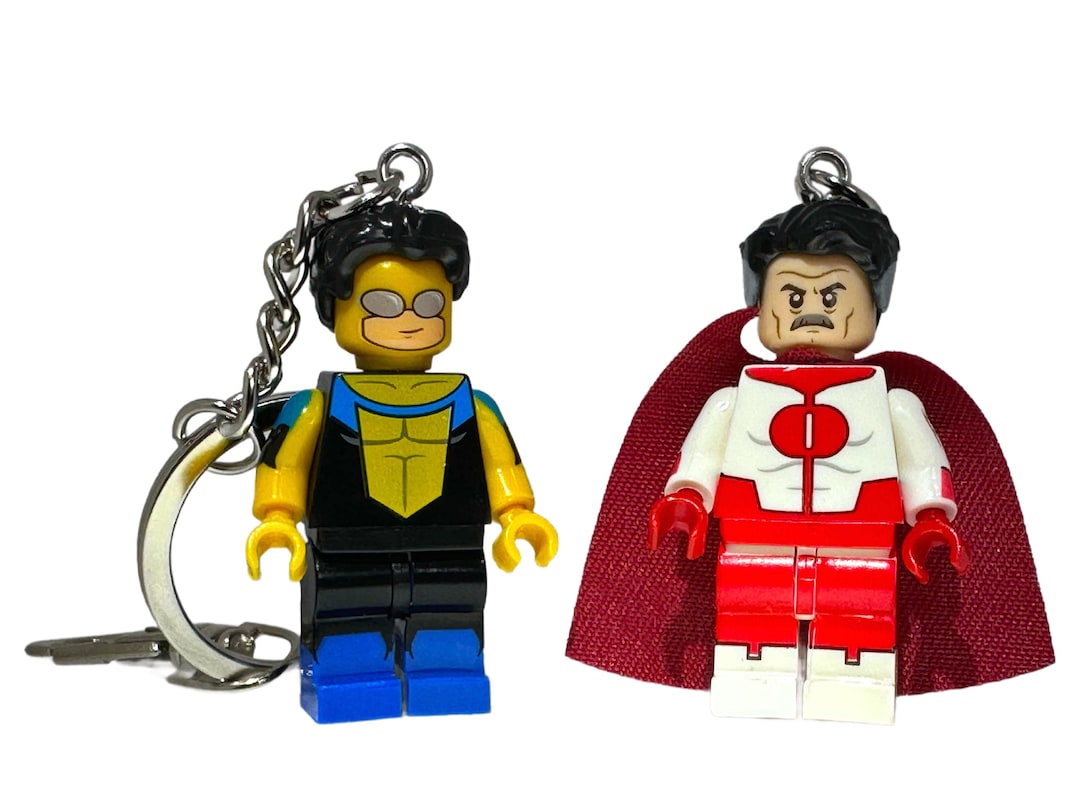 Omini Man Key Chain Invincible & Omni-man Minifigure Keyring Set – Handmade Comic Keychain ...