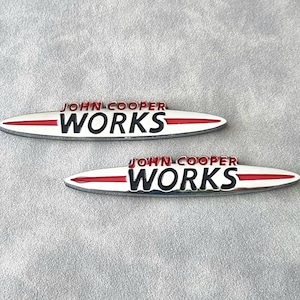 JCW John Cooper Works Wing Emblem Logo Silver 2pcs Side Fender Badge Sticker Car Accessories