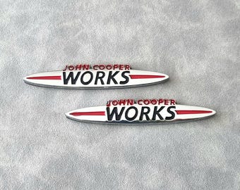 JCW John Cooper Works Wing Emblem Logo Silver 2pcs Side Fender Badge Sticker Car Accessories