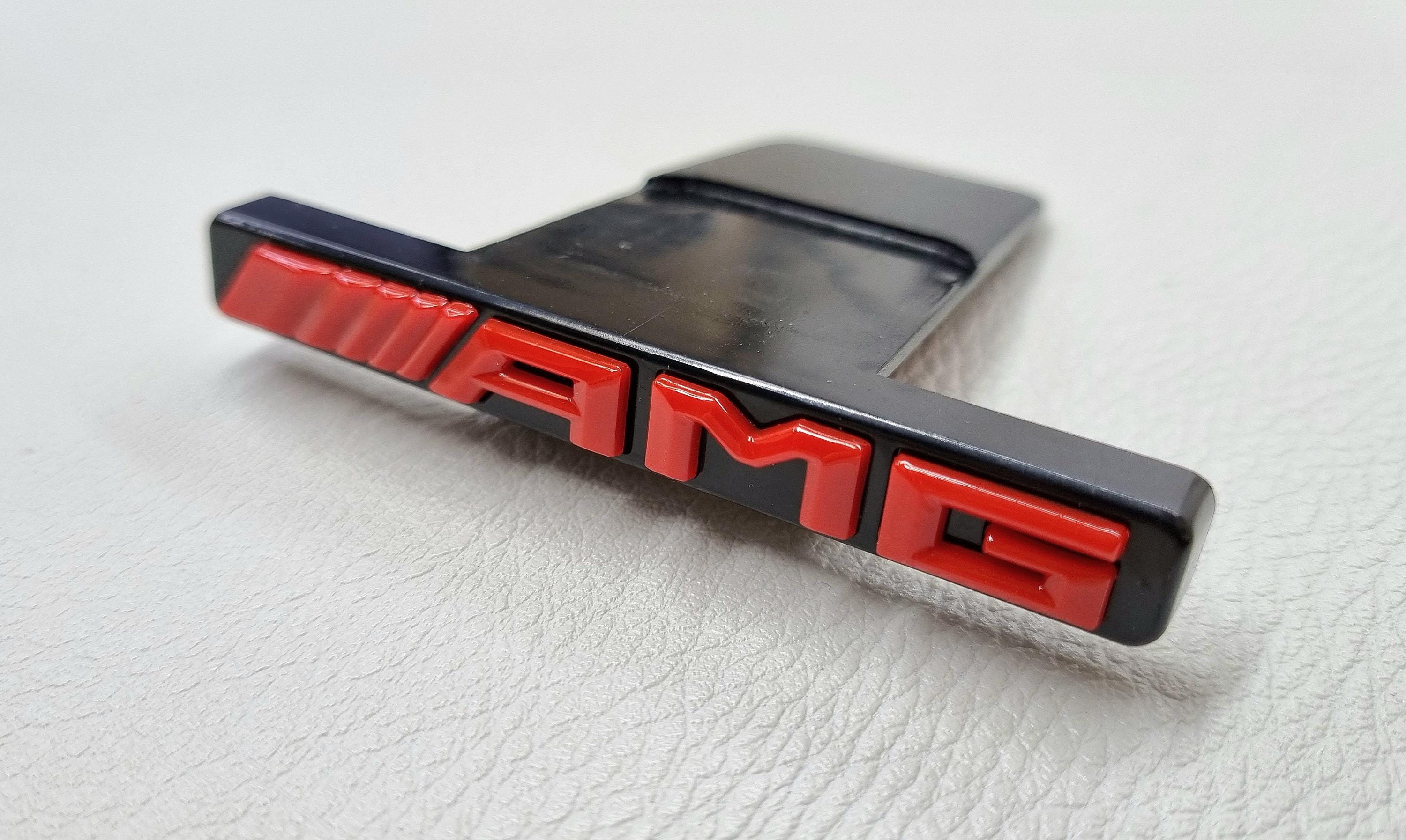 Dgrilledg AMG Front Grille Emblem – Gloss Black & Silver, Adhesive, Fits GT/GTR/G63