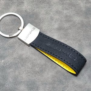 Amg Keychain Leather Alcantara Keyring Logo Mercedes Gift For Men Women Birthday Christmas Car Accessories