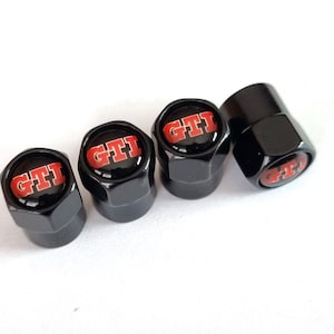 Gti Tire Valve Caps Black 4pcs with Logo Stem Air Dust Cap Mk7 Mk8 Mk6 Golf Polo Car Accessories