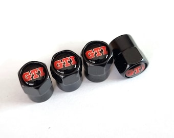 Gti Tire Valve Caps Black 4pcs with Logo Stem Air Dust Cap Mk7 Mk8 Mk6 Golf Polo Car Accessories