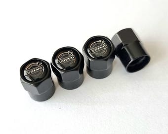 Volvo Tire Valve Caps 4pcs with Logo Black Stem Air Cap Xc60 V70 V60 S60 Xc90 S80 Car Accessories