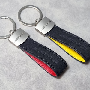 Amg Leather Keyring With Logo Keychain Mercedes Gift For Men Women Birthday Christmas Car Accessories
