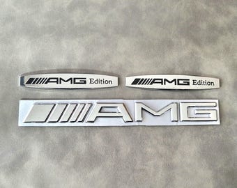 Amg Wing Badge 2pcs + Amg Rear Emblem Sticker Car Accessories