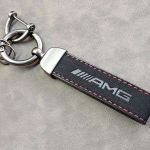 Amg Keychain Leather Alcantara Keyring Logo Mercedes Gift For Men Women Birthday Christmas Car Accessories
