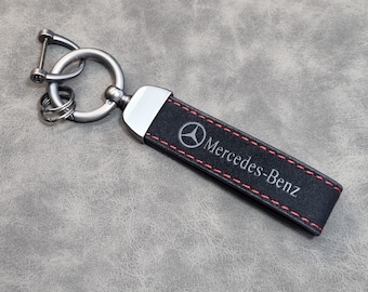 Mercedes Keychain Leather Alcantara Keyring Logo Car Accessories Gift For Men Women Birthday Christmas