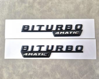 Biturbo 4matic Emblem Sticker 2pcs Black Side Wing Badge Lettering Car Accessories