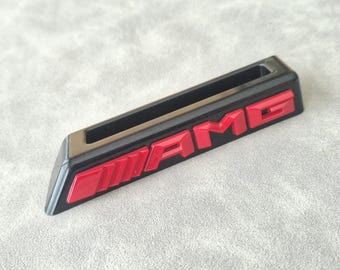 Amg Grille Badge Logo Red Front Emblem Car Accessories